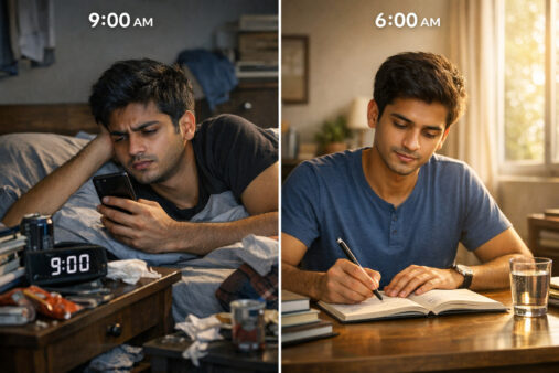 Comparison of a chaotic student morning vs a structured morning routine for students study