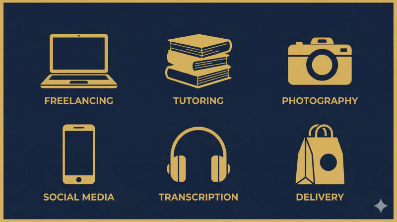 Collage of best part time jobs for students in India including tutoring freelancing and social media