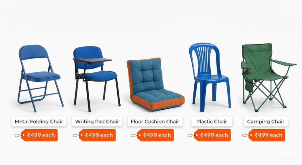 Five types of budget study chairs for students below 500 rupees compared side by side