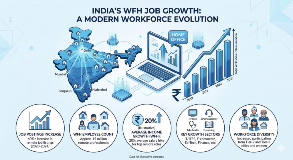 India remote work from home jobs growth statistics 2026 infographic