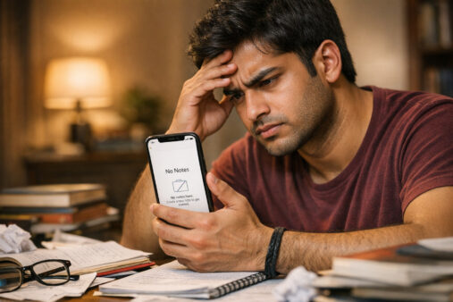 Student frustrated after losing digital notes due to common note-taking app mistakes