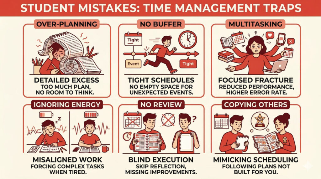 common time management mistakes infographic for students