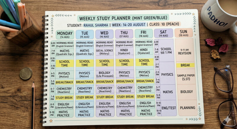 daily time table for study at home for school students – sample schedule